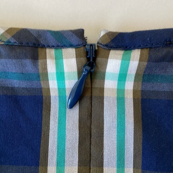 TALBOTS dress size 2P petite blue green plaid lined cotton shift sleeveless - Picture 4 of 6